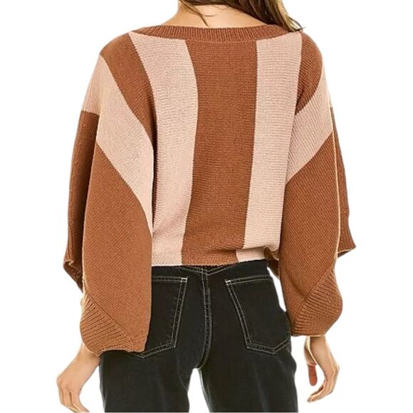 Trina Turk Horizon Bold Stripe Boatneck Dolman Sleeve Ribbed Trim Sweater - Picture 2 of 16